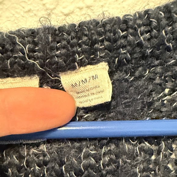 Roxy Blue White Gray Striped Chunky Knit Button Front Cardigan M Cottagecore Top - Picture 3 of 12